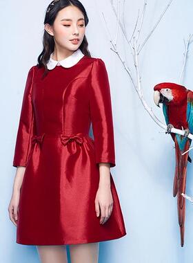 【橘红色连衣裙】_秋冬款连衣裙图片_价格_搭