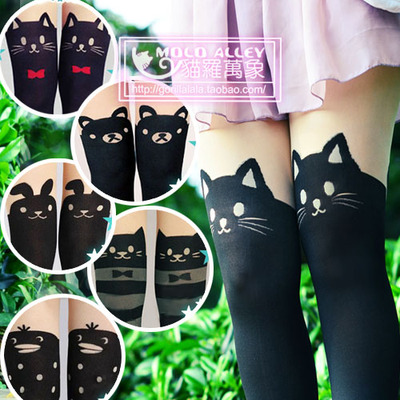 taobao agent [Meng Tao] Exquisite Japanese original packaging_Black cat face fake high tube over -the -knee and pantyhose_ 显 【【【