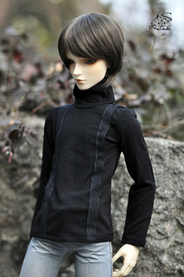 taobao agent M3 bjd baby clothing 4 points and 3 points HID, uncle's popular black high -necked lace stuffy bottoming shirt, uncle