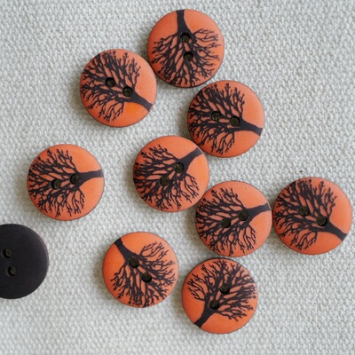 15 мм, одна цена, матовые оранжево-красные пуговицы British Textile Garden, лазерное дерево и пуговицы с коричневым краем