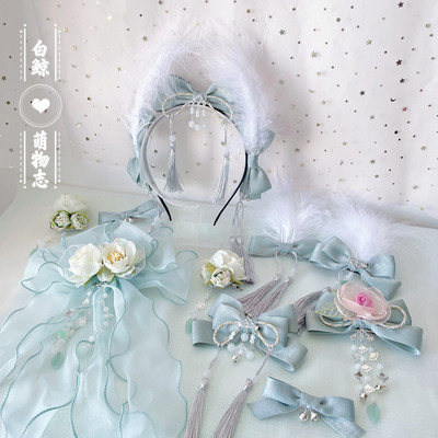 taobao agent Camellia Pharmacist Camellia l Original lolita bean green butterfly hair accessories Chinese style feathers and flowing Suhua pill KC