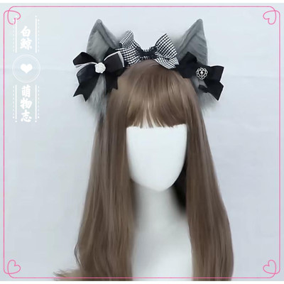 taobao agent White whale hand -made lolita bowl beast ear hoop party dressing headwear