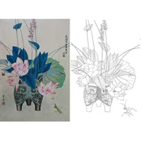 Гонгби живопись белый рисунок нижний черновик, физическая печатная черта Гонг Сюэкин Болкие Цветы и Птицы переполнены ароматом, есть шаги. XQ81