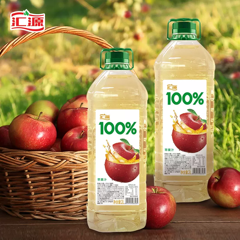 汇源果汁 100%苹果/桃混合果汁 2L*2瓶装
