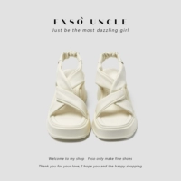 Белые летние сандалии на платформе, обувь на высоком каблуке, из натуральной кожи, 2024 года