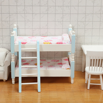 taobao agent 12 points of children's double -layer bed OB11 baby house furniture accessories mini bed BJD bedroom scene