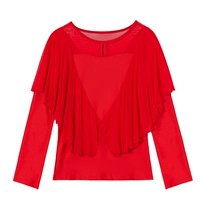 Красная длинно рукава [обычный вершина]