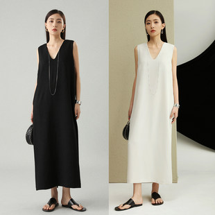 FANLE STUDIOS новый тип импорт Показывать стиль Последствия учение V -neck свободный прямо темперамент платье