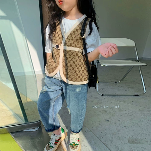 Джинсы, весенние детские синие штаны для отдыха, в корейском стиле