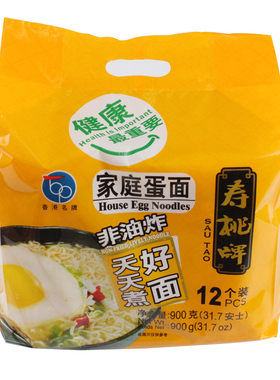 【天猫超市】香港寿桃牌 非油炸面条 鸡蛋面 拌面 方便面 12个装