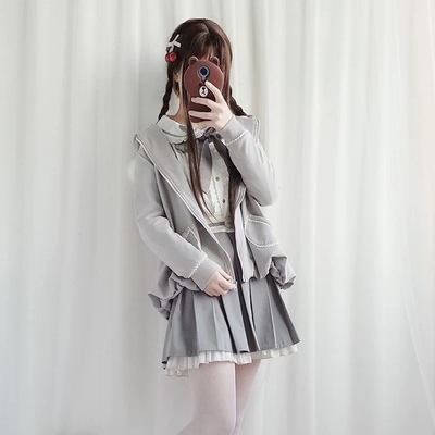 taobao agent Demi-season cute Japanese school skirt, jacket, set, long sleeve, Lolita style