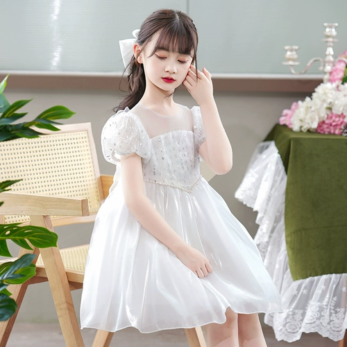 Летнее платье, детский белый наряд маленькой принцессы, юбка, коллекция 2023, в западном стиле