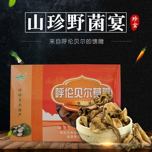 [绿然草原蘑菇200克礼盒内蒙古呼伦贝尔大兴安岭特产山货菌子蘑菇]