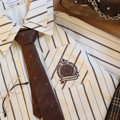 taobao agent Kyoukohouse stalk stalksmark Story of the original model striped embroidery hand bands tape college wind brown black tie
