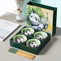Cort -green Panda 4 миски 4 палочки для палочек (подарочная коробка)
