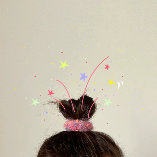 Безвредная кремовая милая детская резинка для волос, в корейском стиле, плюшевая, не повреждает волосы