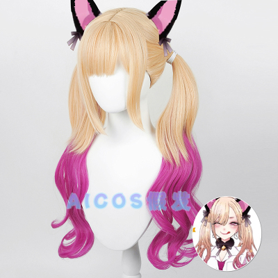 taobao agent AICOS changing dolls fall in love River Kitagawa Haimeng cat girl gradient double ponytail cosplay wig