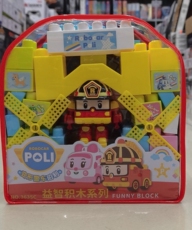 Детский конструктор 正版变形警车珀利poli玩具益智儿童拼装大颗粒积木塑料背包装3635