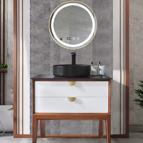 Современный новый китайский шкаф для ванной комнаты ванная комната для ванной комнаты настоящий деревянный свет роскошный туалетный утих