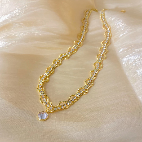 Ретро небольшое дизайнерское ожерелье, цепочка до ключиц, французский стиль, изысканный стиль, тренд сезона, женский стиль, легкий роскошный стиль