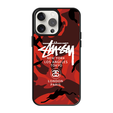 STUSSY Matte Red & Black Camouflage Magsafe Pro/Plus/Max/Air – 17, 16, 15, 14, 13, 12 iPhone Case