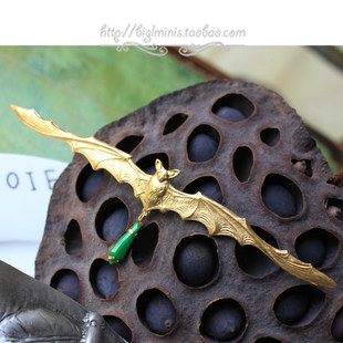 [CMOI] US -produced imported imported pure copper with fan -emerald pendant brooch -necked needle gift
