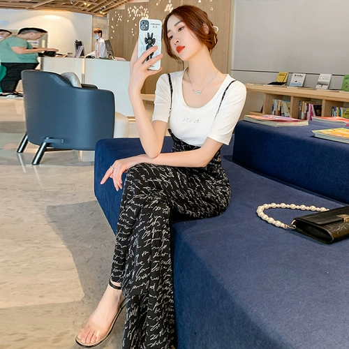 Штаны, тонкий комплект, модные шелковые подтяжки, высокая талия, коллекция 2021