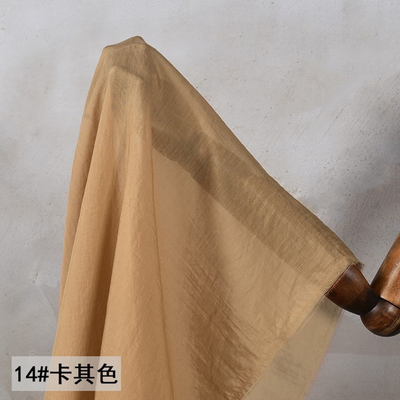 taobao agent Lifto Khaki color silk cotton lining fabric light, light, slightly transliterated, shirt shirt Hanfu sunscreen fabric