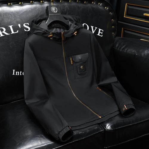 Трендовая модная куртка, мужская толстовка с капюшоном, европейский стиль, осенняя, облегающий крой