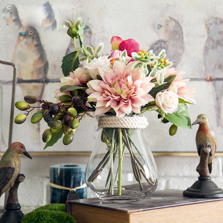 oasis绿洲 家居饰品仿真花卉装饰客厅餐桌茶几插花整体花艺摆设品