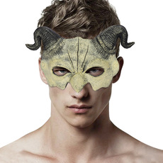 Карнавальная маски 2023年新款半脸羊角恶魔面具网红cospaly舞会道具恐怖邪恶小面罩