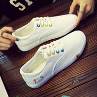 Белые тканевые универсальные кроссовки, белая обувь, в корейском стиле