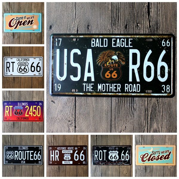Сша 66 нет публичной дорога номерной знак железный лист рисование декоративный Спальня бар украшение интерьер Малайсон источник товаров