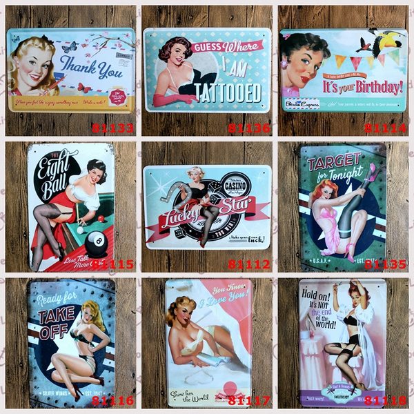 Европа и америка ретро сексуальная женщина Ланджао наклейка девочки железный лист рисование розничная торговля декоративный ремесла Вкус подарок