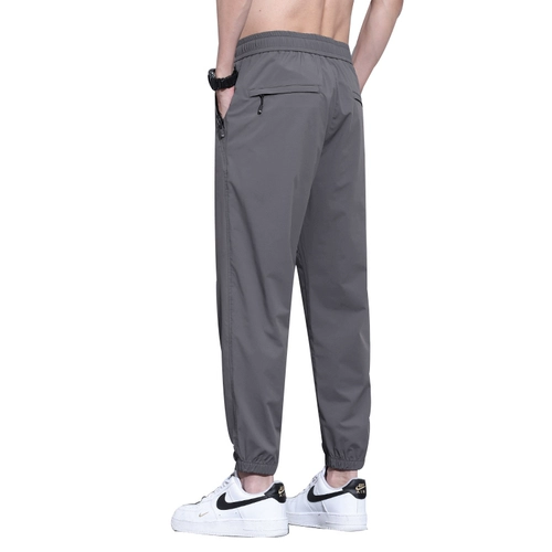 Мужские летние шелковые быстросохнущие спортивные повседневные брюки, штаны, свободный крой