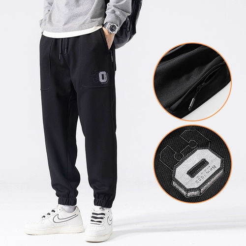 Трикотажные штаны, осенняя трендовая спортивная утепленный лонгслив, оверсайз