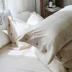 Cotton lanh màu be kẻ sọc gối ga trải giường chăn lanh lanh bông nguyên chất pha trộn bốn mảnh đặt miễn phí phù hợp với giường đôi - Khăn trải giường