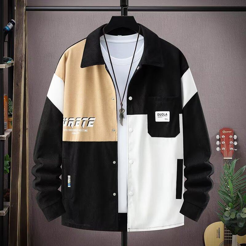 Men's Clothing 2024 Extra Large Size Fat Trendy Baseball Jacket Men's Autumn and Winter Trendy Brand Simple Youth Handsome Splicing Jacket Top_voghion.com