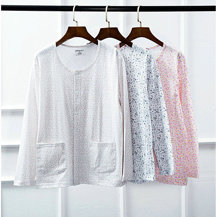春夏开衫秋衣女长袖中老年汗衫纯棉女家居薄款开衫上衣对襟空调衫 - 淘宝联盟商品
