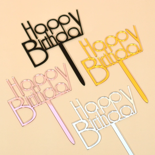 Акриловая открытка с днем ​​рождения, простое английское украшение для торта на день рождения, розовое золото