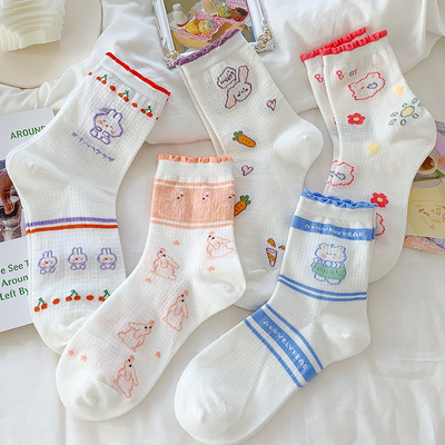 taobao agent Tide, white cotton summer thin cute Japanese breathable socks, internet celebrity