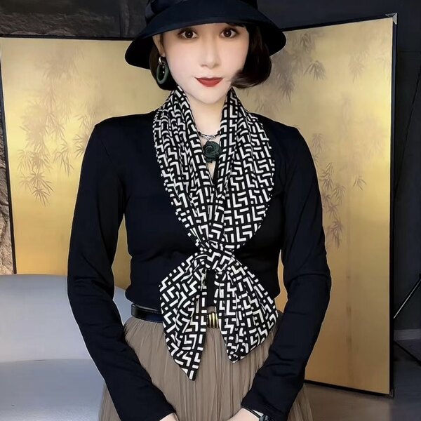 Длинный модный универсальный демисезонный удерживающий тепло шарф, с защитой шеи