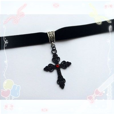 taobao agent Foreign Trade Japanese Punk Gothic COS COS Cross Black velvet neck chain necklace