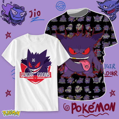 taobao agent Pokémon Geng Ghost short -sleeved two -dimensional anime T -shirts Summer Ghost Gengar men's clothing