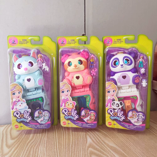 Подлинная Meitai Polly Pocket Mini Polly Flip Surprise Box Panda Panda Казначейство Арктическая лиса GTM56