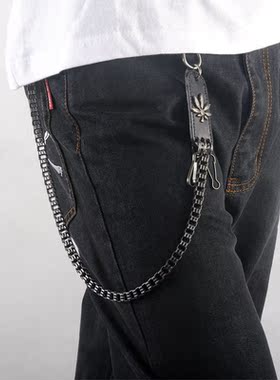 舞客 非主流男装嘻哈裤链男hiphop街舞金属朋克骷髅头裤链潮