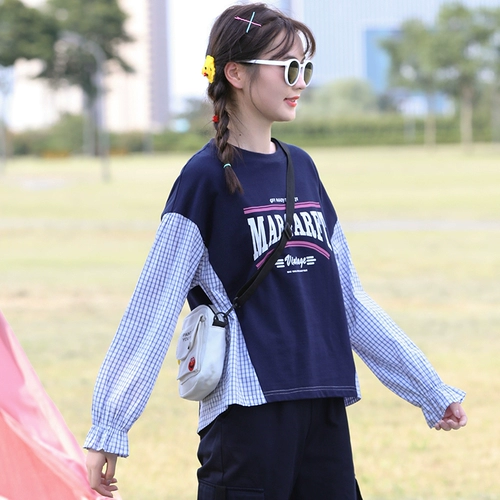 Толстовка для школьников, осенний комплект, милый лонгслив, осенняя, для средней школы, в корейском стиле