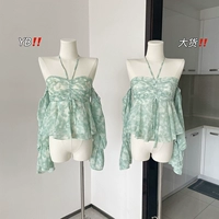 Duo Lai Mei [Цветочное море в середине лета] Ding Dye -dye -shoulder Chrysanthemum Женская летняя цветочная топ -топ сладкая висящая рубашка шеи