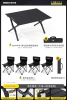 2.5 Thick tube black suit middle table+4 Chicken rolls chairs