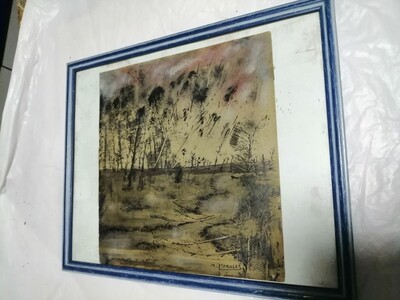 Франция около 1944 года М. Моралес рисует цветные нарисования рисования супер реалистичной абстракции